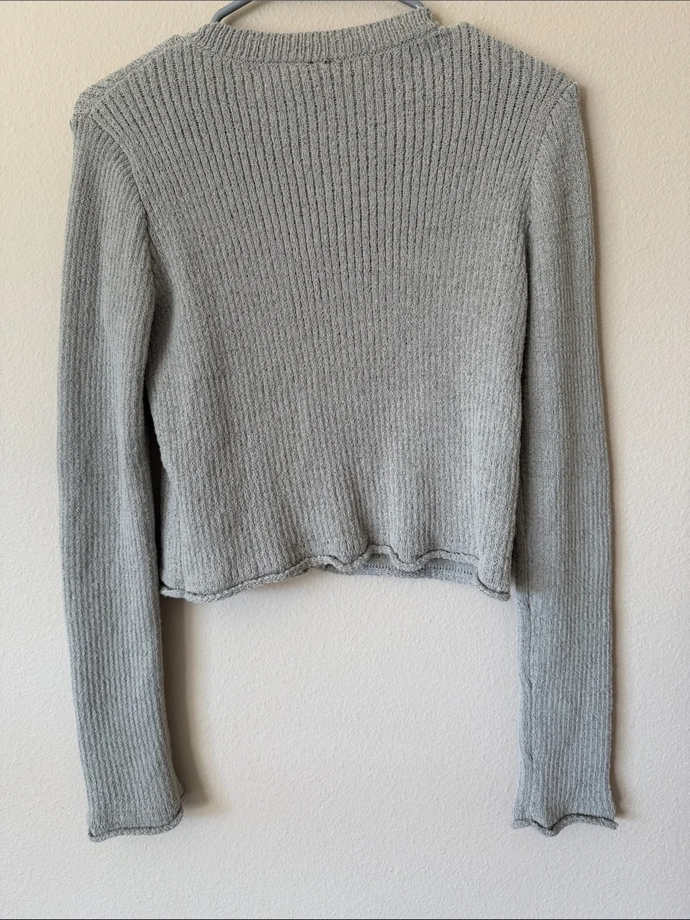 H&M Light Green Ribbed Cropped Button Cardigan - Picture 5 of 5